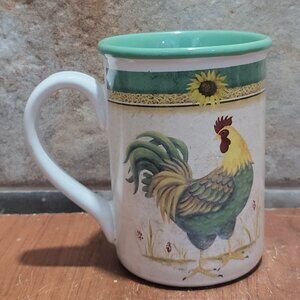 Gibson Designs Mornings Call Daybreak Rooster Coffee Green Mug
